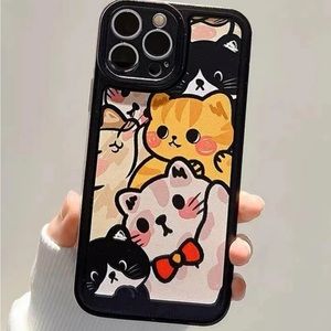 iPhone 14 Plus Case Cartoon Cat Pattern Phone